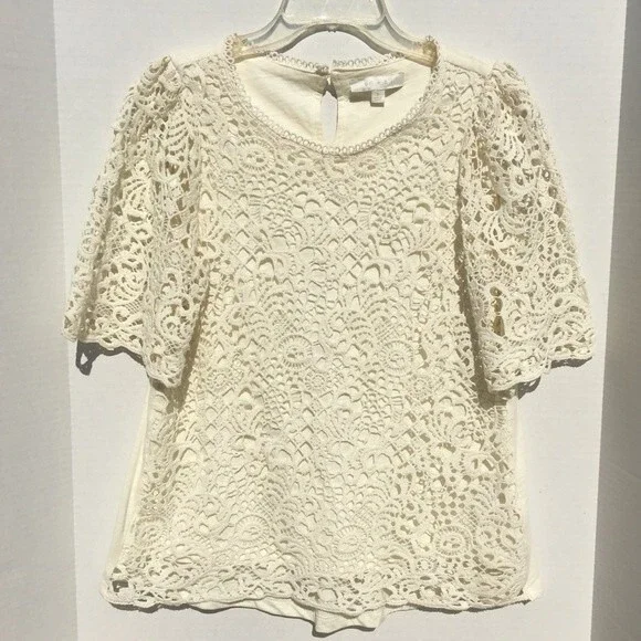 Eri + Ali Suzy Lace Blouse in Ivory S NWOT - Picture 5 of 8